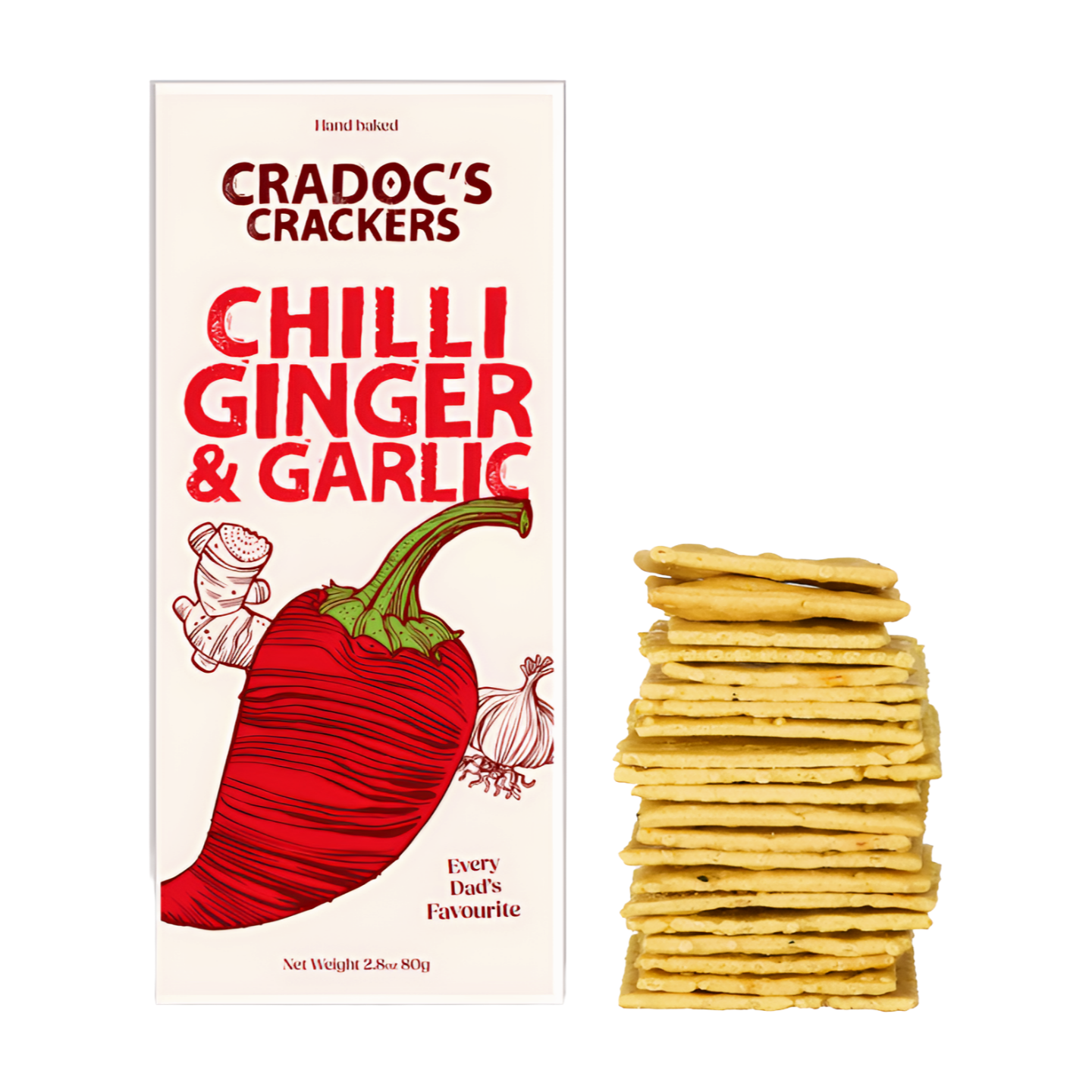 Cradoc's Chilli, Ginger & Garlic Crackers (80g) Cradoc's