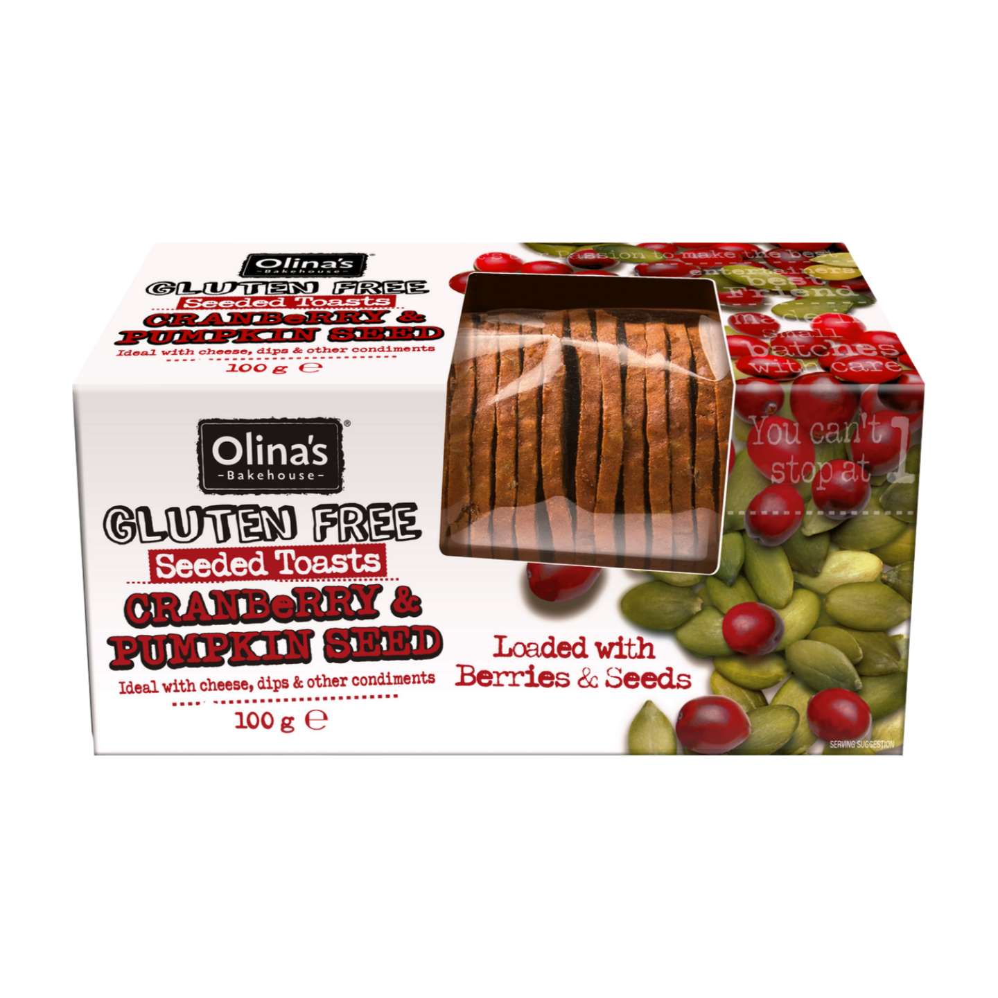 Olina's Bakehouse Gluten Free Cranberry & Pumpkin Seed Toasts (100g) Olina's Bakehouse