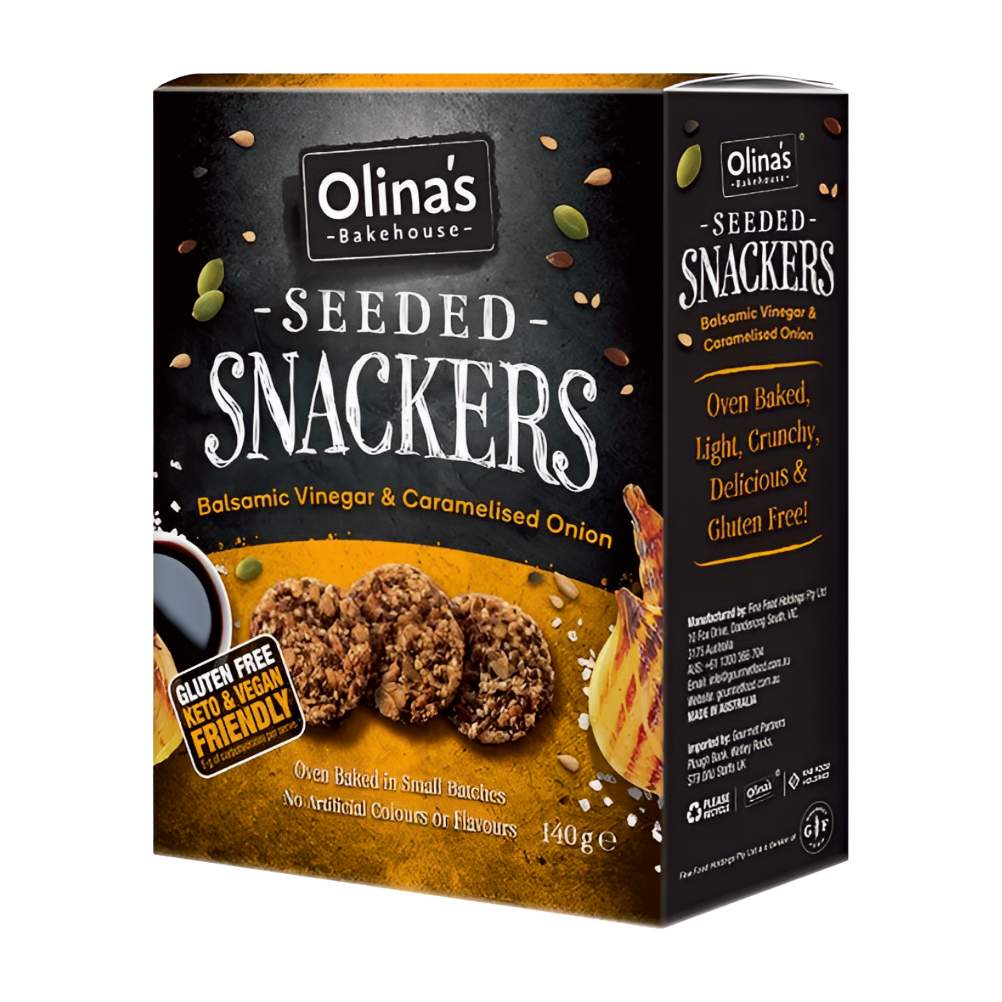 Olina's Bakehouse Balsamic & Caramelised Onion Seeded Snackers (140g) Olina's Bakehouse