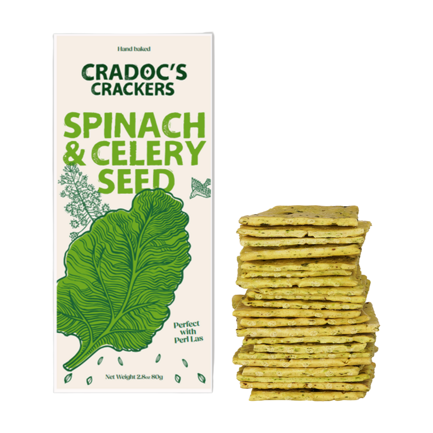 Cradoc's Spinach & Celery Seed Crackers (80g) Cradoc's