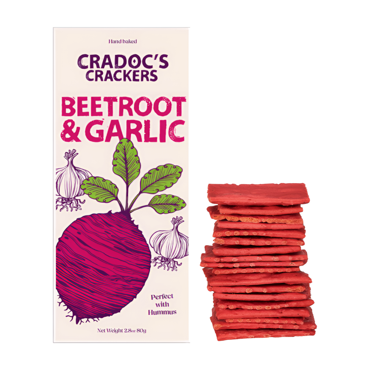 Cradoc's Beetroot & Garlic Crackers (80g) Cradoc's