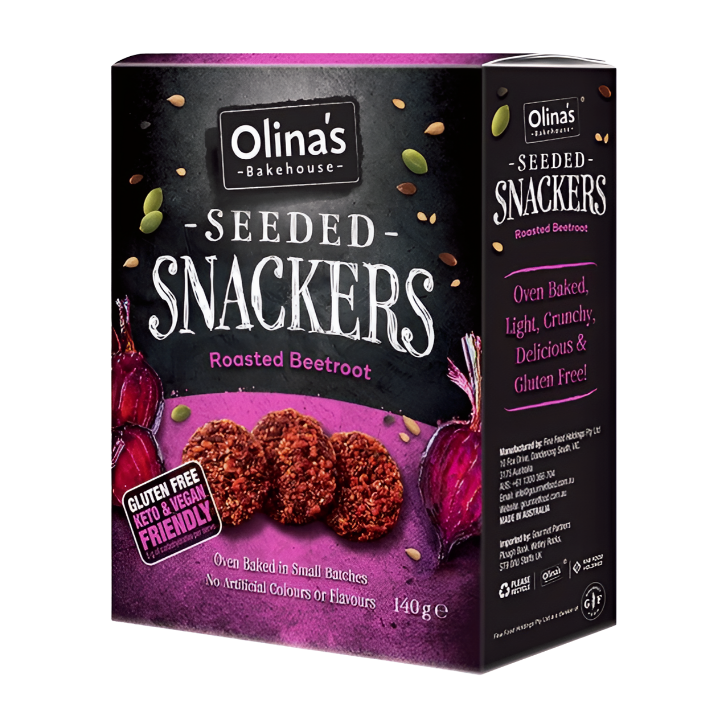 Olina's Bakehouse Roasted Beetroot Seeded Snackers (140g) Olina's Bakehouse