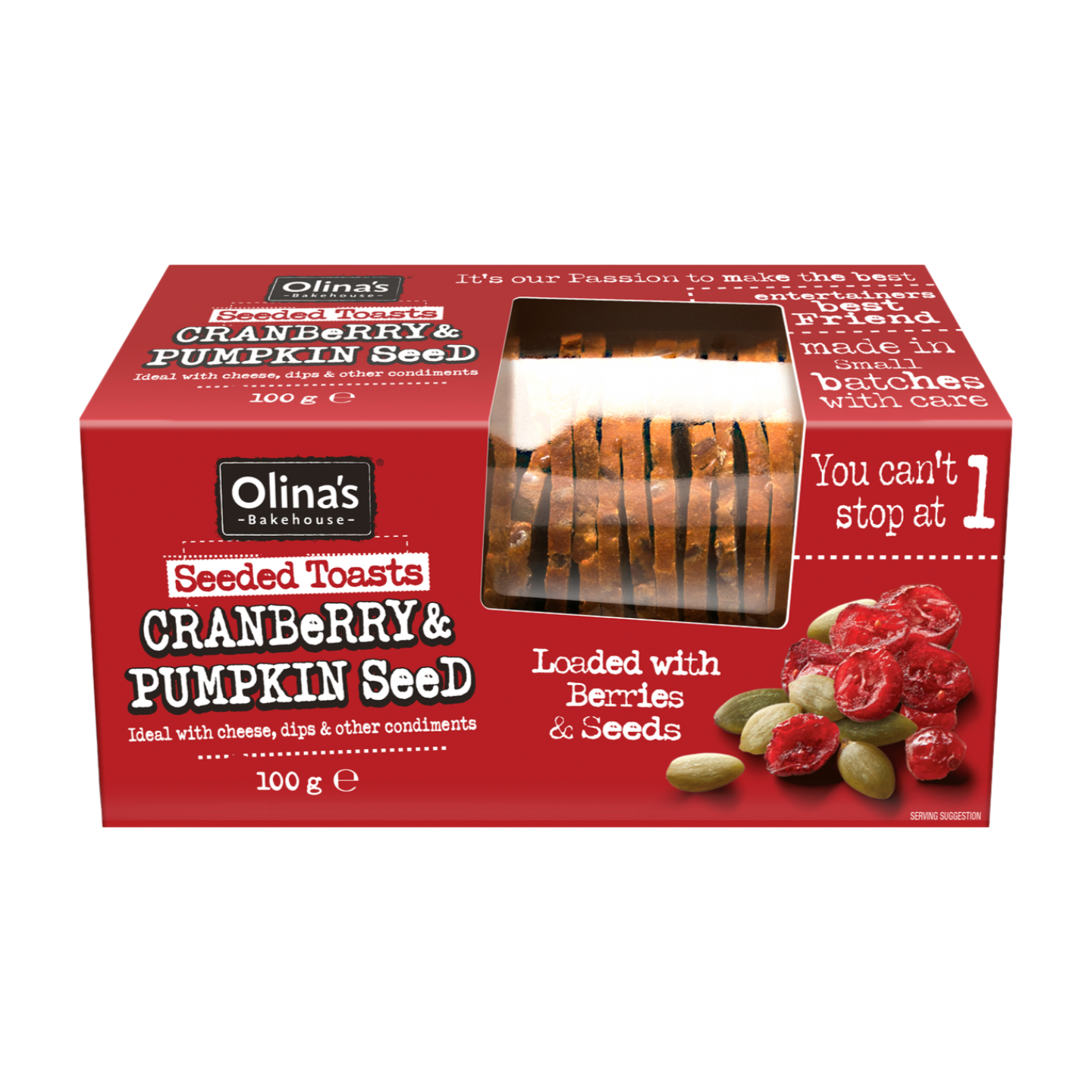 Olina's Bakehouse Cranberry & Pumpkin Seed Toasts (100g) Olina's Bakehouse